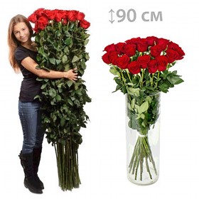 זר ורדים אדומים גובה 90 ס"מ