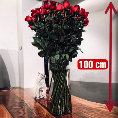 זר ורדים אדומים גובה 100 ס"מ 